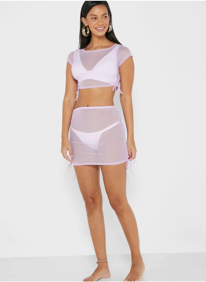 Candypants Mesh Skirt with Ruching Detail