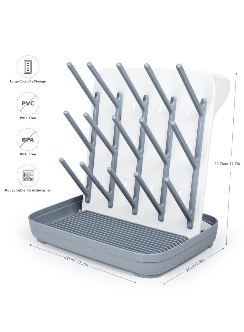 unikbebe Baby Bottle Dryer Rack with Water Tray, Large Vertical Bottle Holder, Countertop Rack for Toddler Bottles & Storage Box, Space-Saving Stand for Baby Bottles & Pump Parts, Non-Slip Bottom for Kitchen Countertop - Image 5