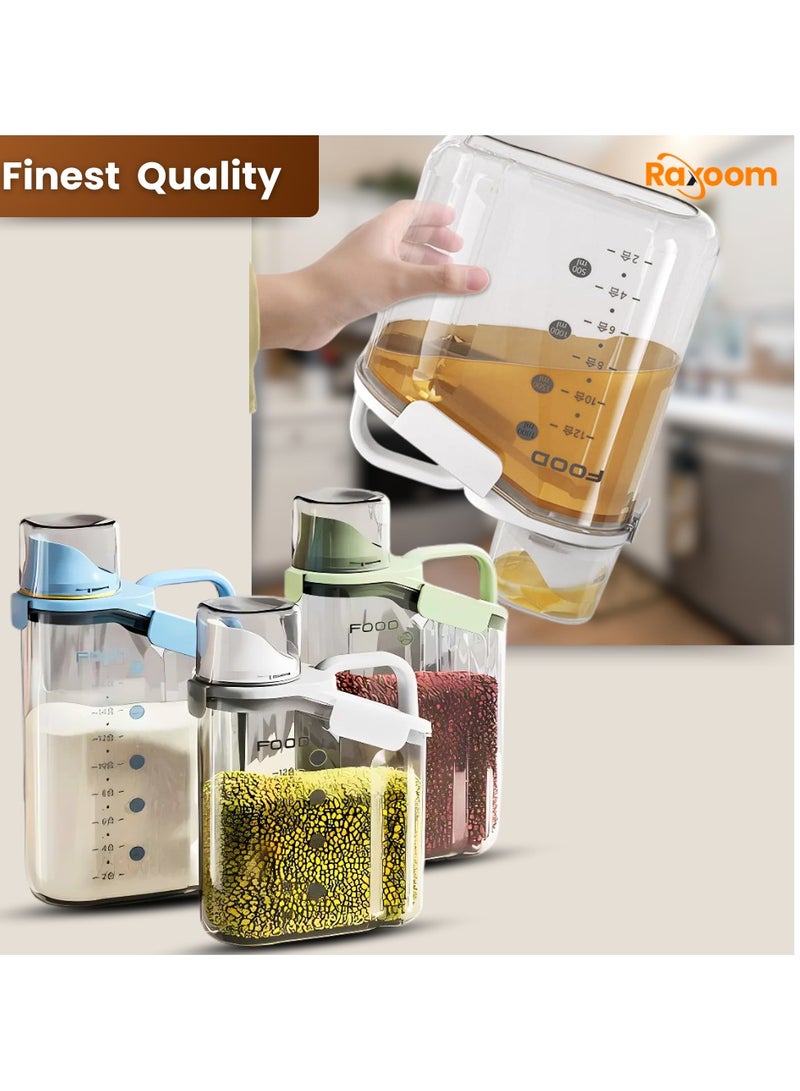 Raxoom Cereal Containers Storage Dispenser, Airtight Dry Food Storage Containers with Lids 2.8/94.5oz, BPA Free Cereal Dispensers for Flour, Sugar, Grain, Rice & Baking Supply 2500ML (Green)  - Image 5