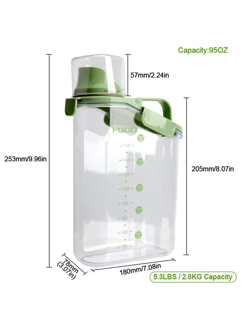 Raxoom Cereal Containers Storage Dispenser, Airtight Dry Food Storage Containers with Lids 2.8/94.5oz, BPA Free Cereal Dispensers for Flour, Sugar, Grain, Rice & Baking Supply 2500ML (Green)  - Image 2