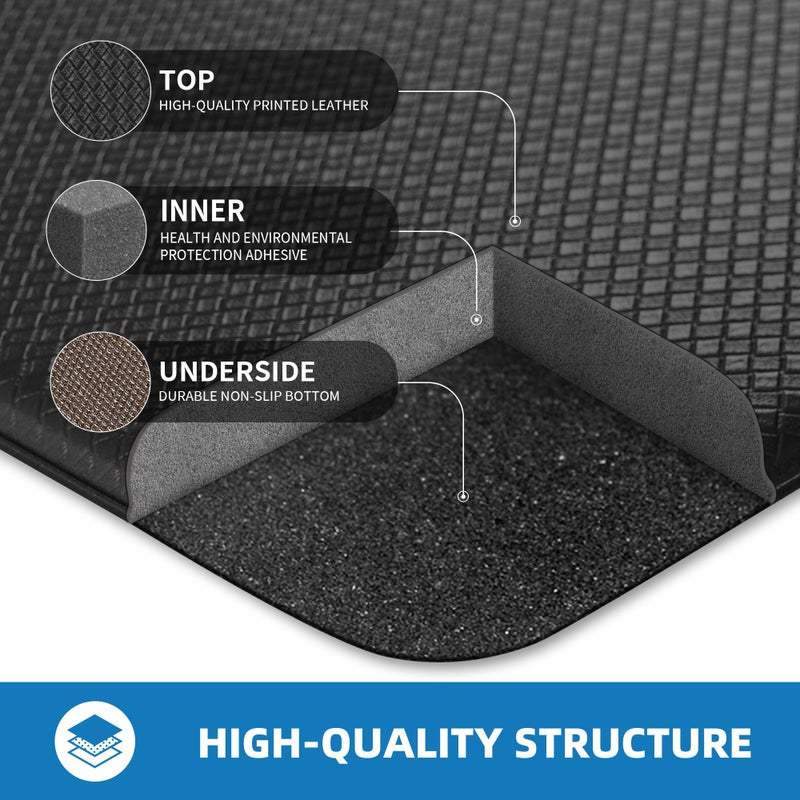 StepAura Kitchen Mats for Floor 2 Piece - 17"x29"+17"x47" Anti Fatigue Mats for Kitchen Floor - Non Slip Cushioned Rugs for Standing - Black - Image 2