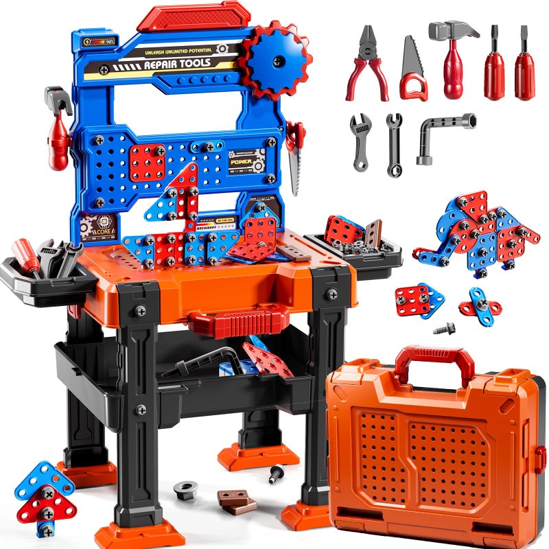 KIZONLY Kids Tools Toy Sets for Aged 3 4 5 6 7 8 2 in 1 Workbench Toys for Toddlers 35 Pretend Play Toolbox Construction Mechanic Set with Sound Educational Birthday Gift for Boys Girls Ages 38 - Image 3