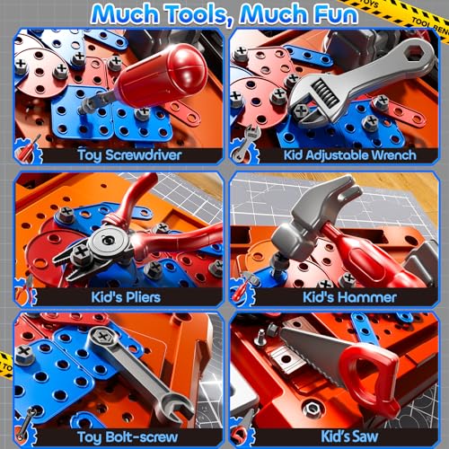 KIZONLY Kids Tools Toy Sets for Aged 3 4 5 6 7 8 2 in 1 Workbench Toys for Toddlers 35 Pretend Play Toolbox Construction Mechanic Set with Sound Educational Birthday Gift for Boys Girls Ages 38 - Image 5