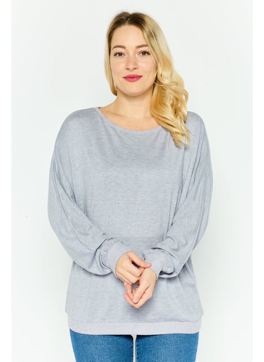 TRIUMPH Women Round Neck Heather Sweater, Grey  - Image 1