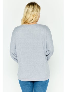TRIUMPH Women Round Neck Heather Sweater, Grey  - Image 4