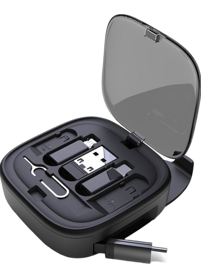 Lenyes 60W Multifunction Cable Box Fast Charging Data Conversion Head Universal Black - Image 1