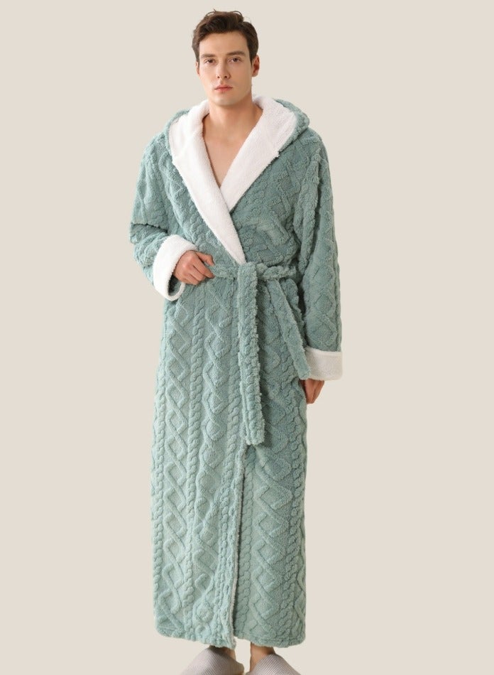 إسكدنيا جنس واحد الشتاء طويل سميكة مغطاة الشعاب المرجانية الصوف فستان ليلي الغبار الأخضر - Image 1