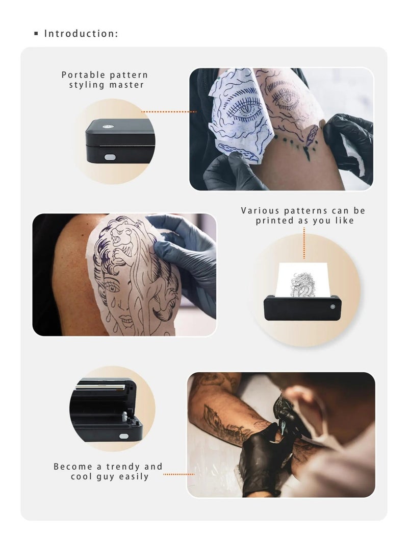 AiYin A40s Tattoo Thermal Printer, Wireless Inkless Stencil Printer, Supports Continuous, Folded & Label Tattoo Paper, USB-C Charging, 203 DPI, iOS Android Windows macOS - view 3