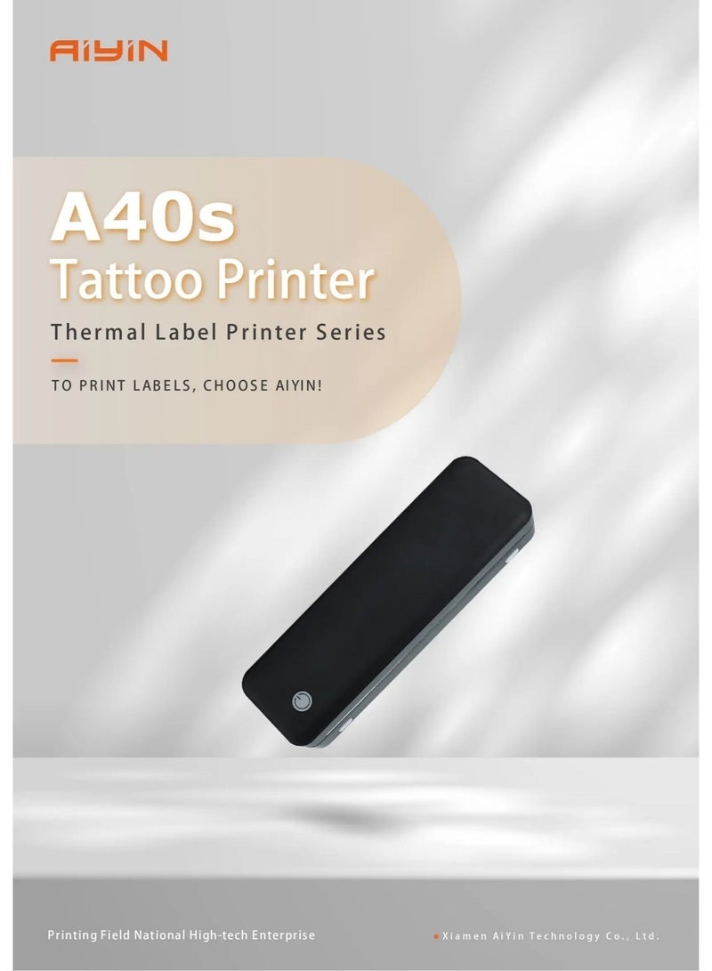 AiYin A40s Tattoo Thermal Printer, Wireless Inkless Stencil Printer, Supports Continuous, Folded & Label Tattoo Paper, USB-C Charging, 203 DPI, iOS Android Windows macOS - view 4