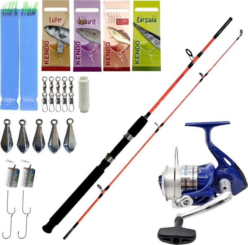 Boat Fishing Rod Set Kendo Holiday Boat 1.65M 100-250GR 2 Piece Fishing Rod & Kendo Oceancast 8000 3+1bb Fishing Reel