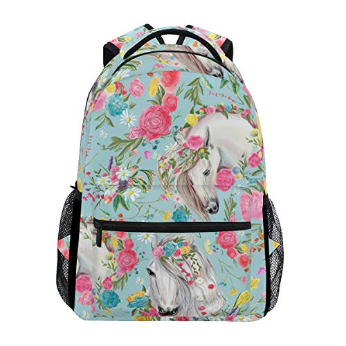 Bolaz School Backpacks Flower Horse Student Backpack Big For Girls Kids Elementary School Shoulder Bag Bookbag - Image 1