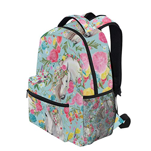 Bolaz School Backpacks Flower Horse Student Backpack Big For Girls Kids Elementary School Shoulder Bag Bookbag - Image 3