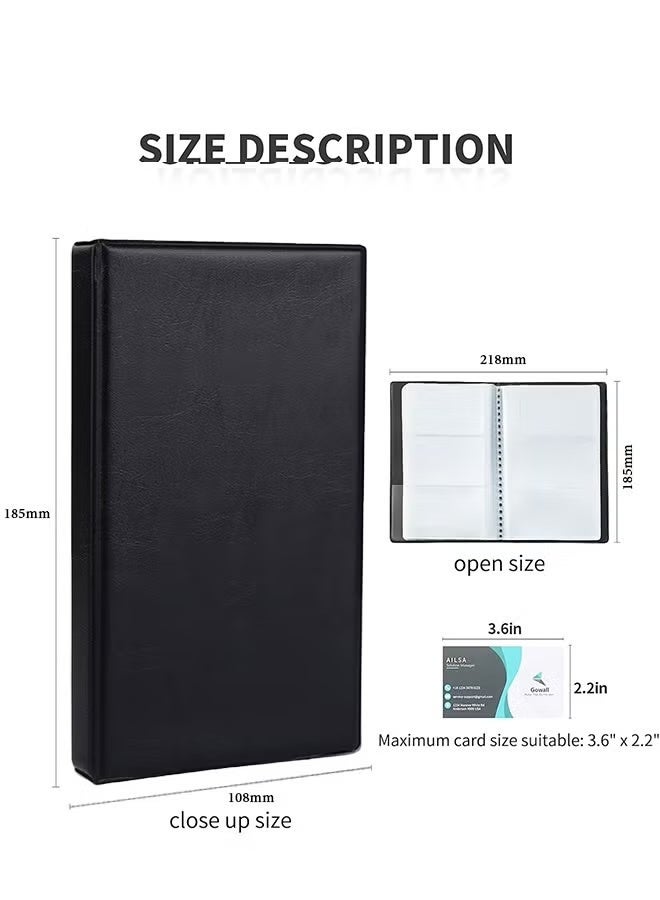 Kawkab Black business card holder, office business card holder, capacity 240 cards, made of PU leather, suitable for business office, student campus cards, membership cards, bank card sleeves, and ID cards. - Image 2