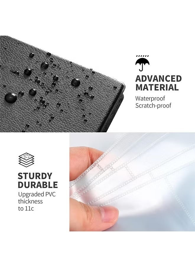 Kawkab Black business card holder, office business card holder, capacity 240 cards, made of PU leather, suitable for business office, student campus cards, membership cards, bank card sleeves, and ID cards. - Image 5