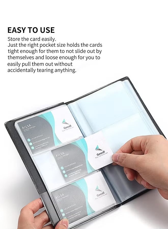 Kawkab Black business card holder, office business card holder, capacity 240 cards, made of PU leather, suitable for business office, student campus cards, membership cards, bank card sleeves, and ID cards. - Image 3