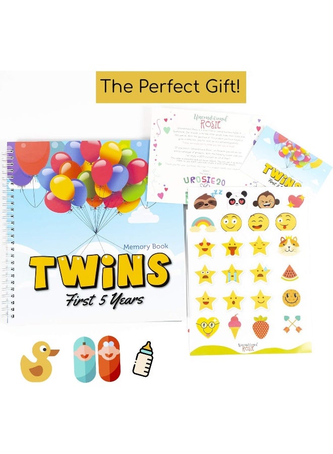 أنكونديشينال روزي Twins First 5 Years Memory Book with Stickers - Image 4