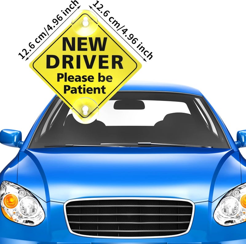 Cobee New Driver Sign, 2pcs Please Be Patient Car Window Signs with Suction Cups Car Vehicle Reflective Sticker Bumper Student Driver Sign Window Cling Beginner Rookie(Yellow) Repeated use trusted quality - Image 5