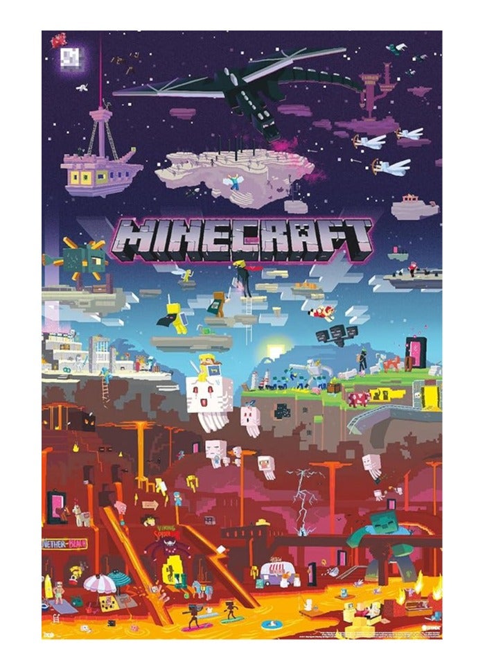 MAXSAFE  International Minecraft - World Beyond Wall Poster, 22.375" x 34", Unframed Version - Image 1