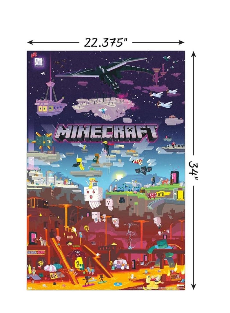 MAXSAFE  International Minecraft - World Beyond Wall Poster, 22.375" x 34", Unframed Version - Image 2