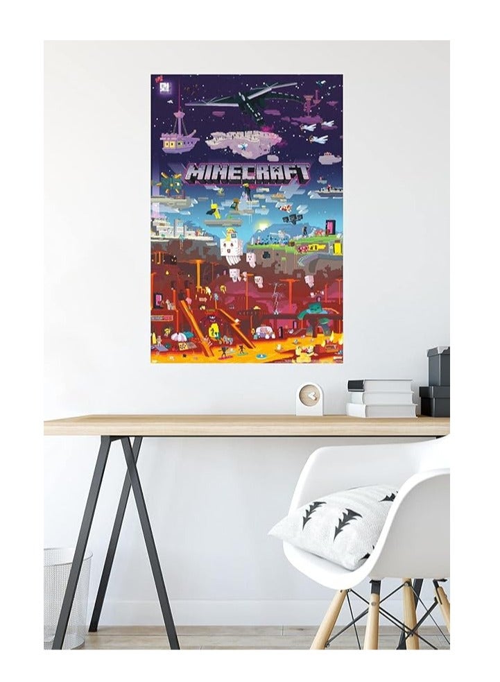 MAXSAFE  International Minecraft - World Beyond Wall Poster, 22.375" x 34", Unframed Version - Image 3