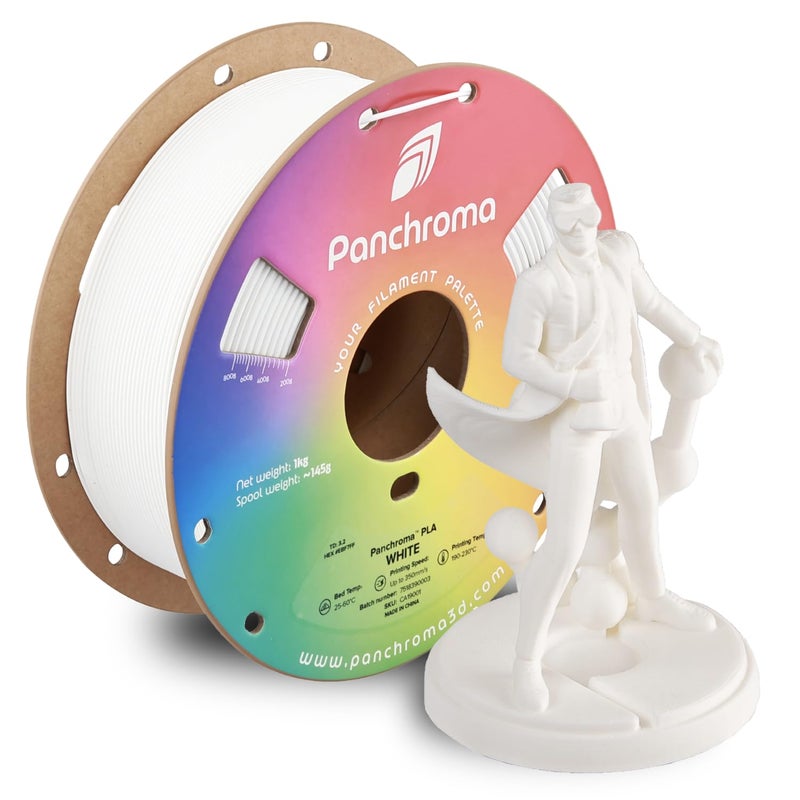 Polymaker Panchroma PLA White 3D Printer Filament, 1.75mm, 1kg Spool, Easy to Print, High Speed Printing, Tangle Free, AMS Compatible, Perfect for Toys, Decor, Miniatures, Models & Cosplay - Image 1