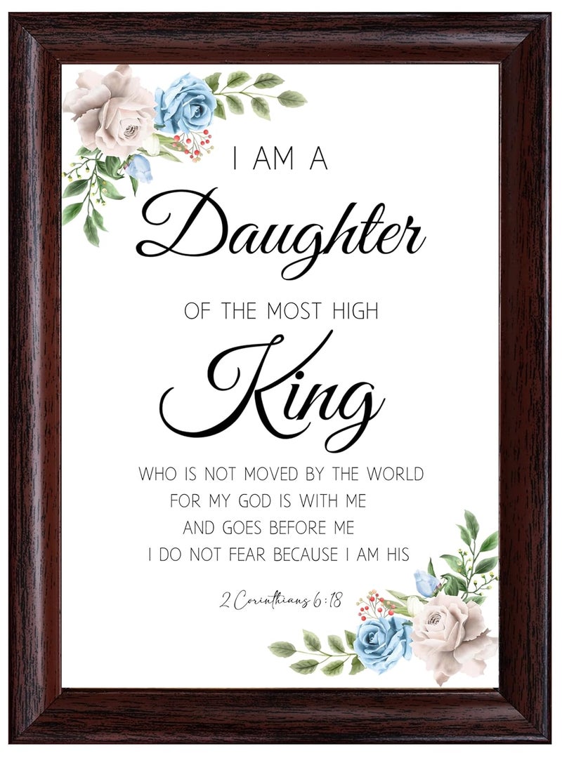 AR Creative I Am A Daughter Bible Verse Wall Photo Framed Wall Poster Bible Quotes Print with Frame Home 18 inch x 135 inch Multicolor - Image 1