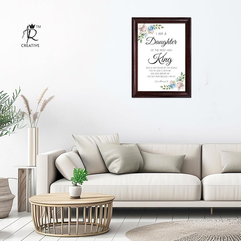 AR Creative I Am A Daughter Bible Verse Wall Photo Framed Wall Poster Bible Quotes Print with Frame Home 18 inch x 135 inch Multicolor - Image 2
