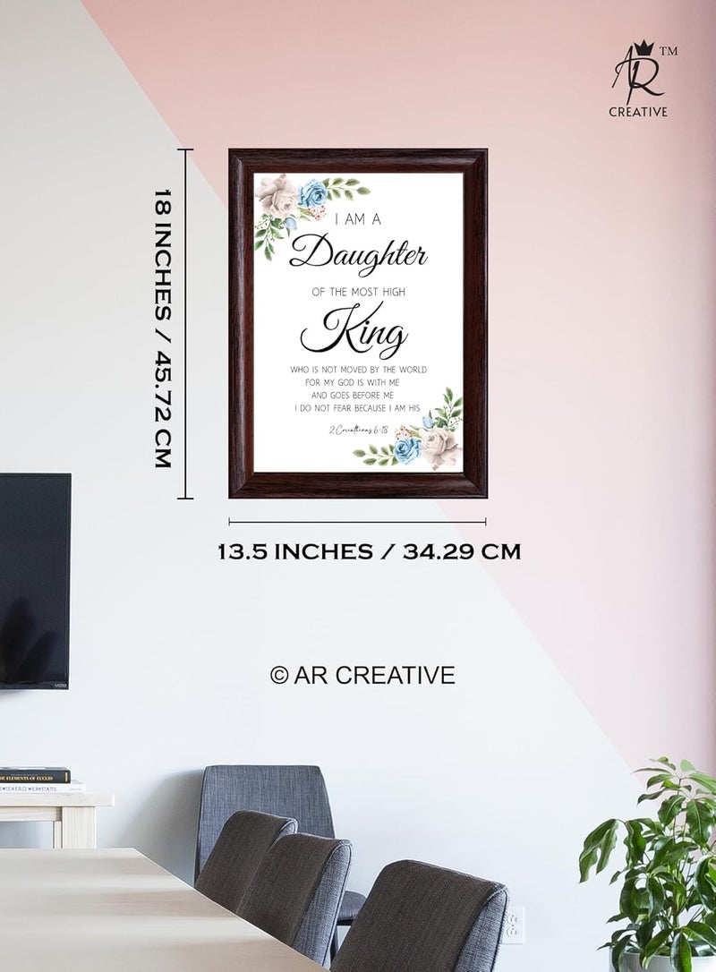 AR Creative I Am A Daughter Bible Verse Wall Photo Framed Wall Poster Bible Quotes Print with Frame Home 18 inch x 135 inch Multicolor - Image 4