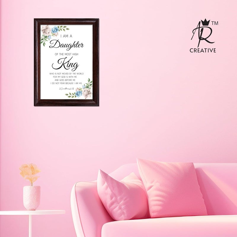 AR Creative I Am A Daughter Bible Verse Wall Photo Framed Wall Poster Bible Quotes Print with Frame Home 18 inch x 135 inch Multicolor - Image 3