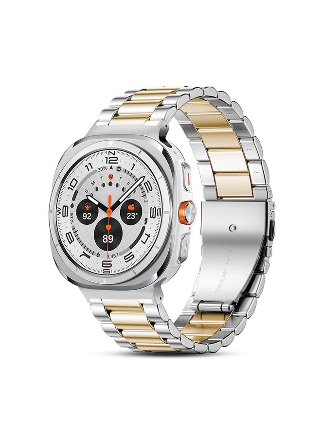 O Ozone Bands Compatible with Samsung Galaxy Watch Ultra 47mm (2024), Metal Stainless Steel Replacement Wristband Strap Men Women for Galaxy Watch 7 Ultra 47mm - Gold & Silver  - Image 1