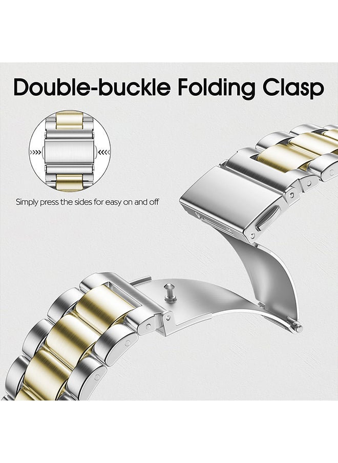 O Ozone Bands Compatible with Samsung Galaxy Watch Ultra 47mm (2024), Metal Stainless Steel Replacement Wristband Strap Men Women for Galaxy Watch 7 Ultra 47mm - Gold & Silver  - Image 3