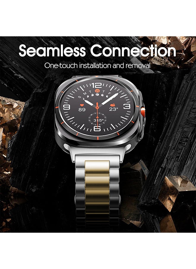 O Ozone Bands Compatible with Samsung Galaxy Watch Ultra 47mm (2024), Metal Stainless Steel Replacement Wristband Strap Men Women for Galaxy Watch 7 Ultra 47mm - Gold & Silver  - Image 4