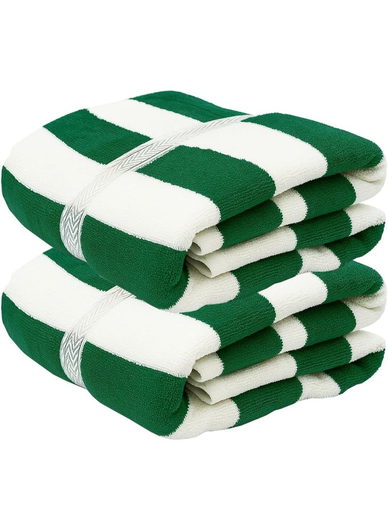 فابينني منشفتا حمام كابانا سترايب، قطعتان، 70×140 سم، منشفة قطنية خفيفة الوزن، خضراء، سريعة الجفاف وناعمة، منشفة شاطئ اقتصادية ومتينة - Image 1