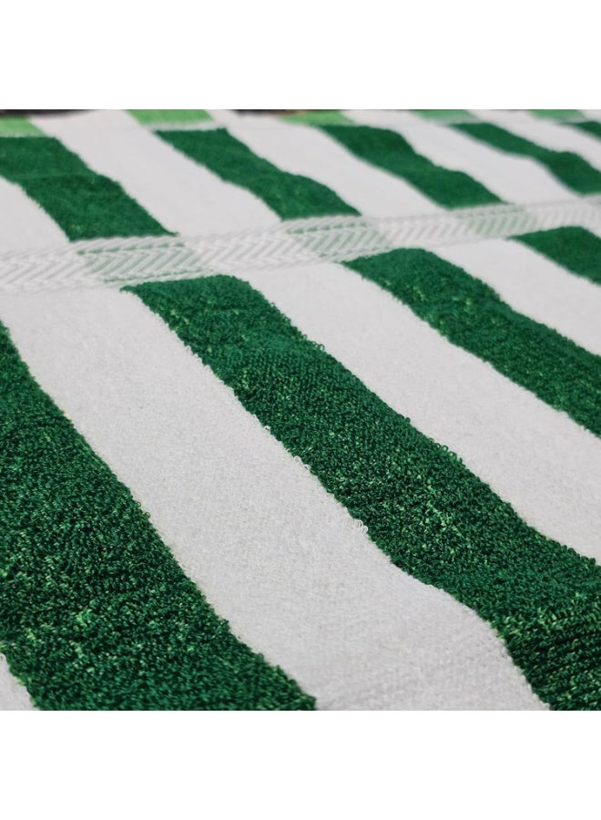 فابينني منشفتا حمام كابانا سترايب، قطعتان، 70×140 سم، منشفة قطنية خفيفة الوزن، خضراء، سريعة الجفاف وناعمة، منشفة شاطئ اقتصادية ومتينة - Image 2