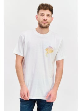 Men Crew Neck Short Sleeve Graphic T Shirt, White Combo