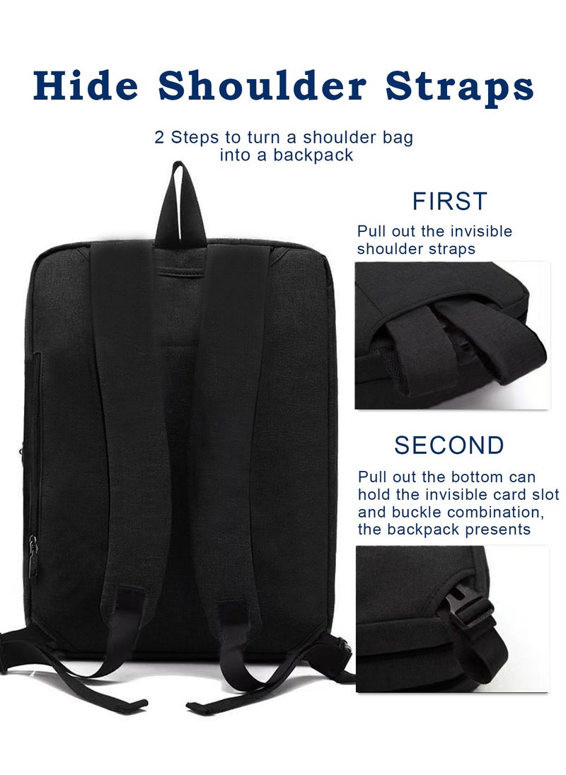 Aklsvion 15.6 Inch Laptop Bag Day Pack Business Travel Laptop Backpack Handbag Briefcase Water Resistance Shoulder Messenger Bag for Men and Women Work Office Black  - Image 5