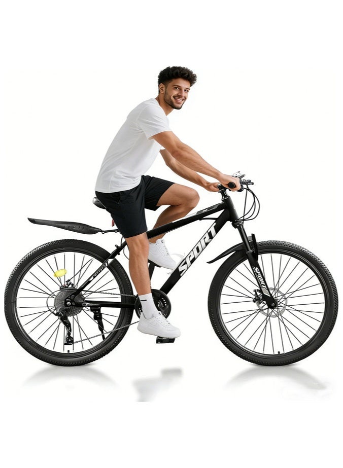 Denzoz 26Inch Mountain Bike 21 Speed MTB Bicycle with High Carbon Steel Frame Suspension Fork Dual-Disc Brake for Adult youth Men Womens Bikes - Image 1