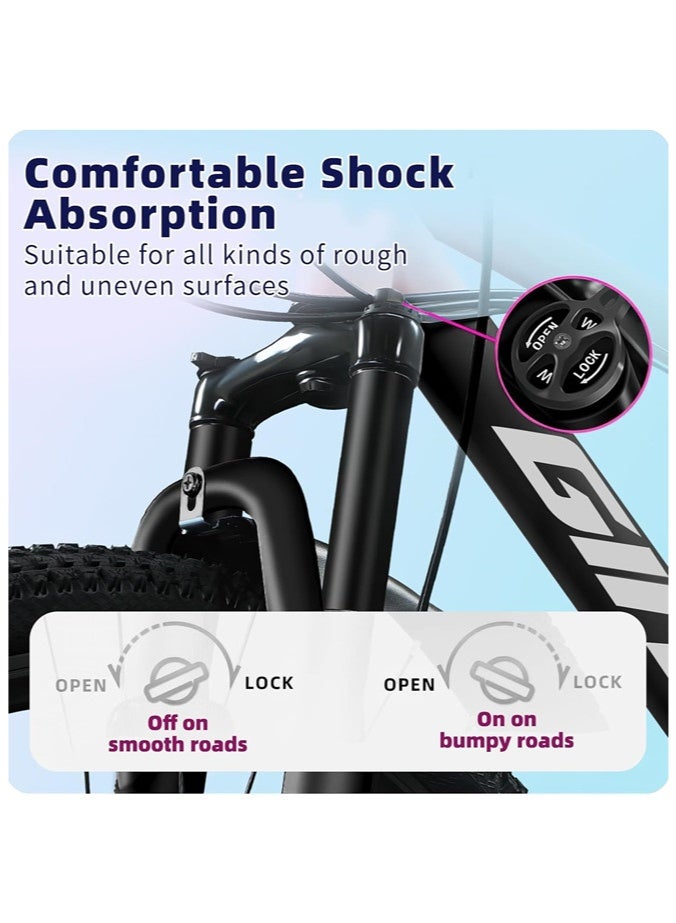 Denzoz 26Inch Mountain Bike 21 Speed MTB Bicycle with High Carbon Steel Frame Suspension Fork Dual-Disc Brake for Adult youth Men Womens Bikes - Image 4