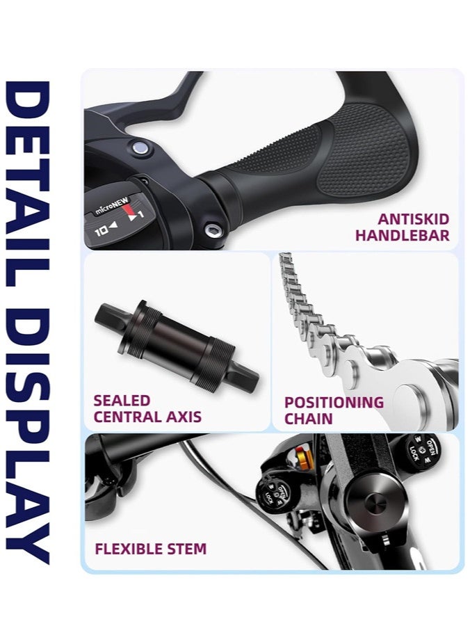 Denzoz 26Inch Mountain Bike 21 Speed MTB Bicycle with High Carbon Steel Frame Suspension Fork Dual-Disc Brake for Adult youth Men Womens Bikes - Image 5