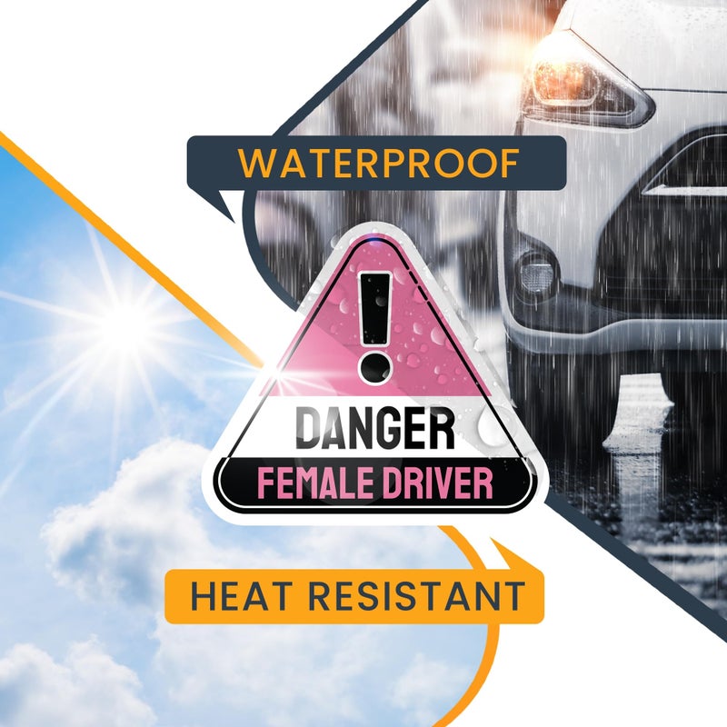 Magnet Me Up Danger Female Driver Magnet Decal, Pink and Black, Perfect for Car, Truck, SUV Or Any Magnetic Surface and Vehicle, Funny Humorous Warning Gag Gift for Women, Caution, Road Safety - Image 3