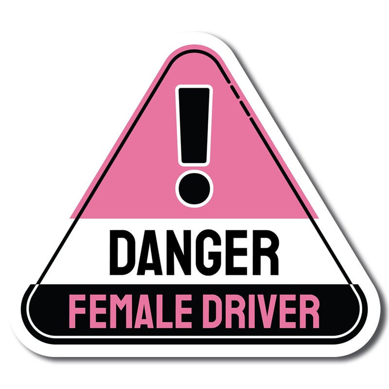 Magnet Me Up Danger Female Driver Magnet Decal, Pink and Black, Perfect for Car, Truck, SUV Or Any Magnetic Surface and Vehicle, Funny Humorous Warning Gag Gift for Women, Caution, Road Safety - Image 1