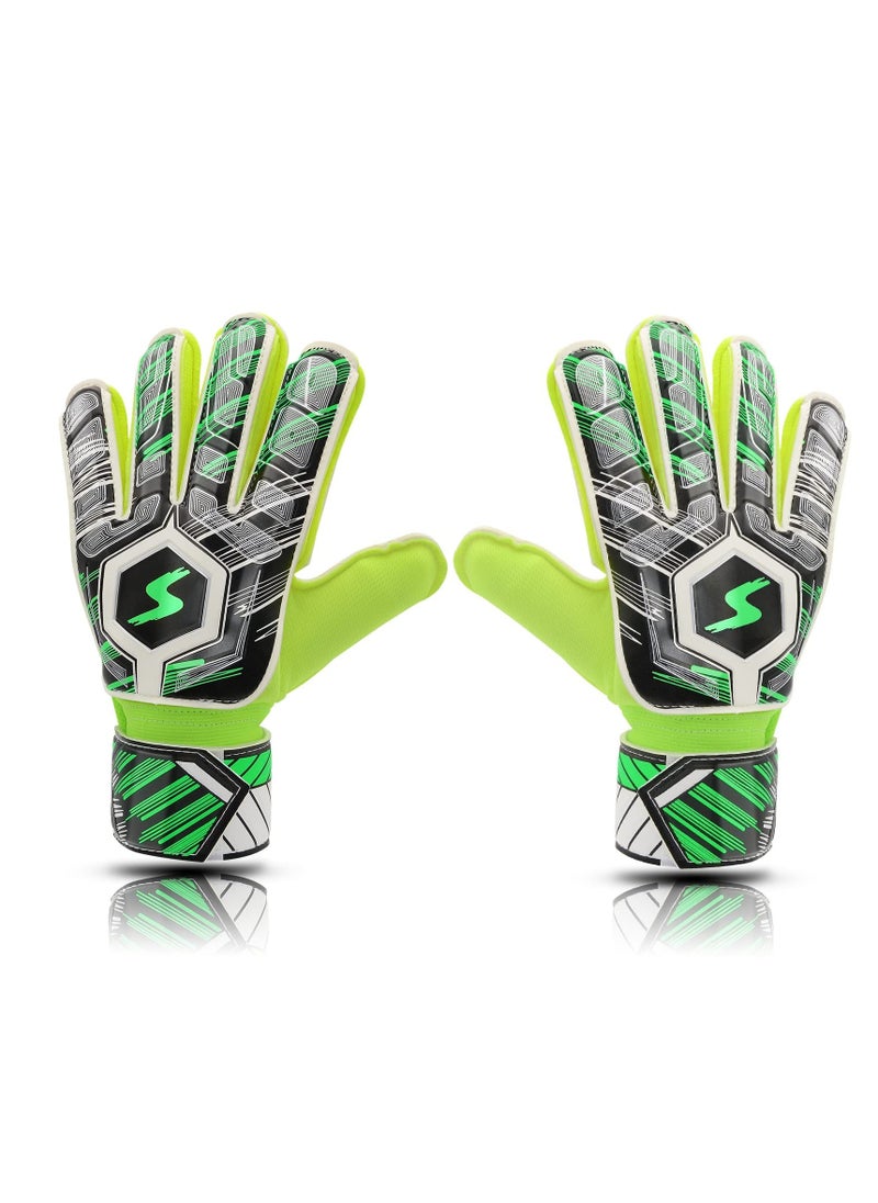 Captaintech Kids Football Gloves for Youth Soccer Goalkeeper Training with Strong Grip Palms, Durable Goalie Gear for Boys and Children in Green  - Image 2