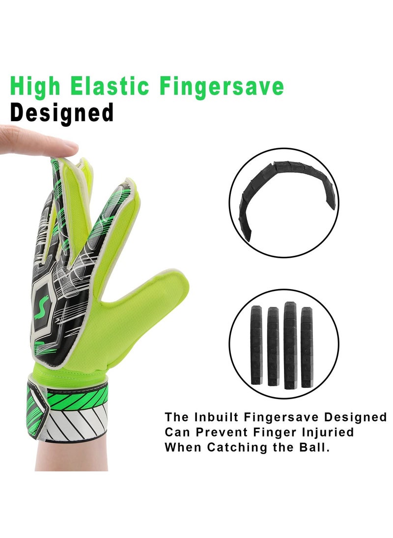 Captaintech Kids Football Gloves for Youth Soccer Goalkeeper Training with Strong Grip Palms, Durable Goalie Gear for Boys and Children in Green  - Image 3