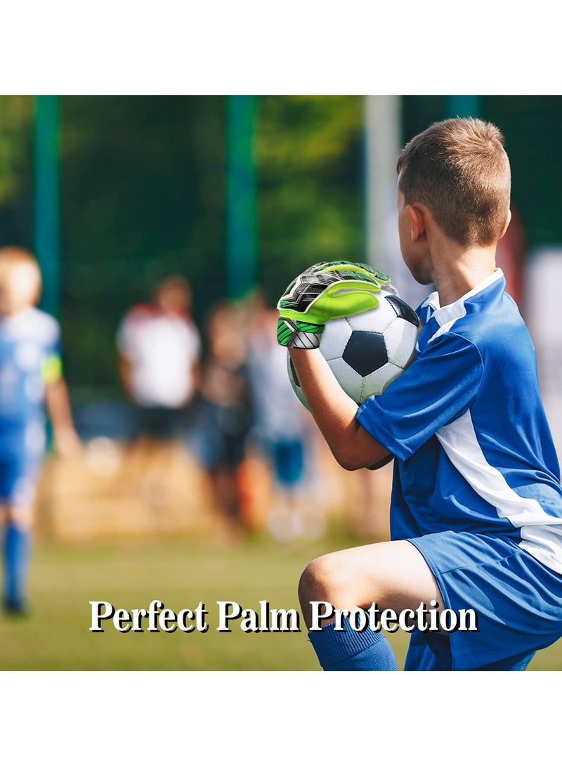 Captaintech Kids Football Gloves for Youth Soccer Goalkeeper Training with Strong Grip Palms, Durable Goalie Gear for Boys and Children in Green  - Image 5