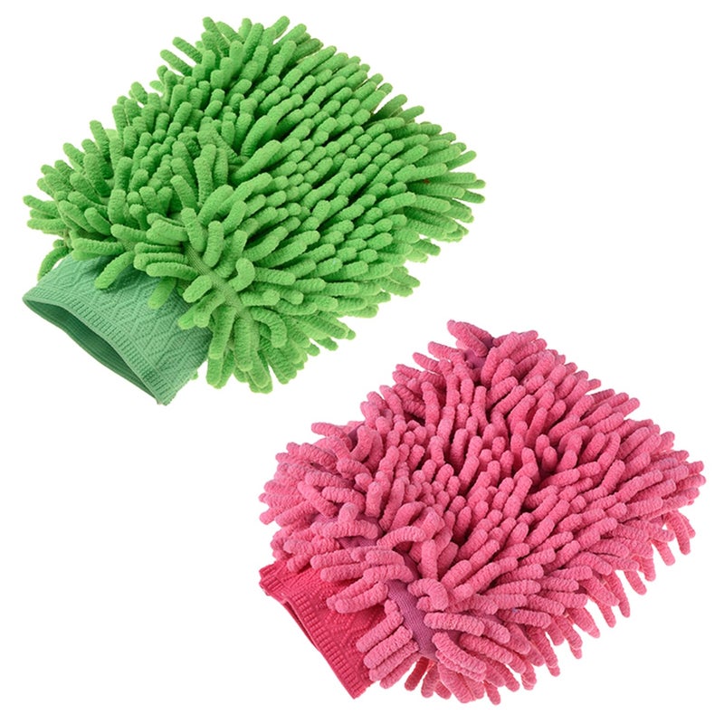 Kuber Industries Kuber Industries Gloves | Microfiber Cleaning Gloves | Chenille Mitts for Kitchen | 50 GSM Hand Duster for Kitchen | Hand Gloves for Car | Duster for Glass | Pack of 2 | Multi - Image 1