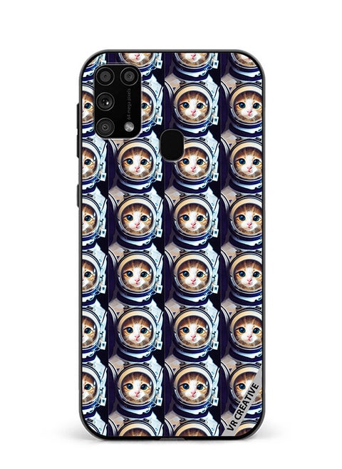 Protective Case Cover For Samsung Galaxy M31/M31 Prime Cat Face Inside Astronauts Helmet Pattern Design Multicolour