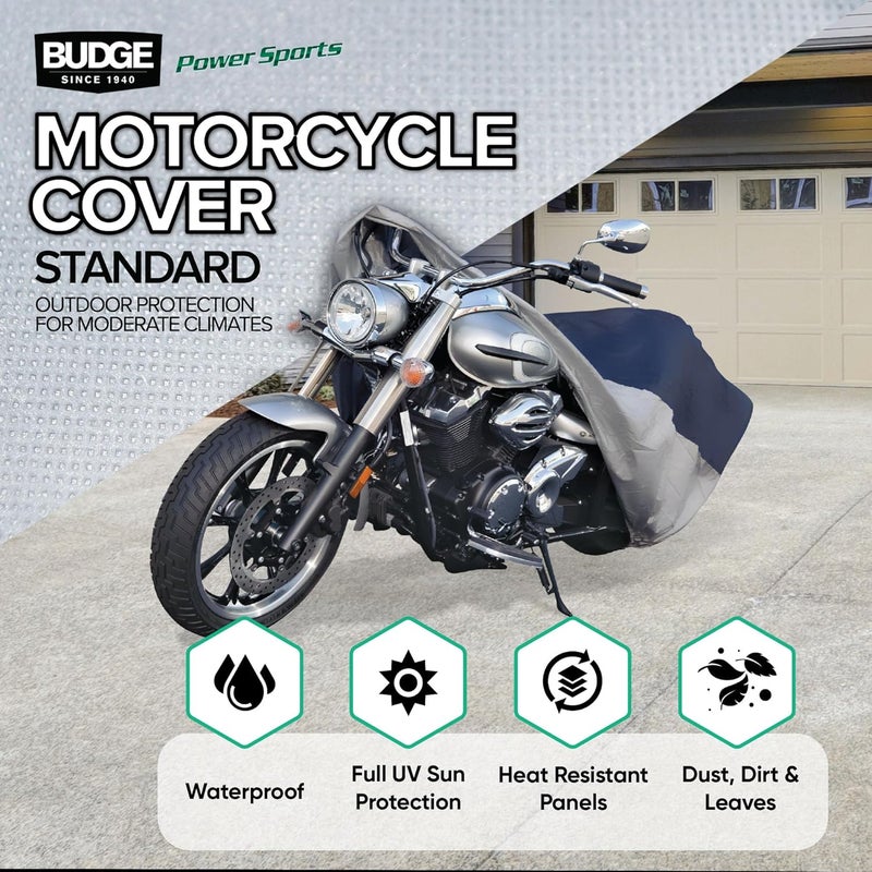 Budge غطاء دراجة نارية بودج سبورتسمان، أزرق/أبيض، مقاوم للماء، مقاس عالمي، كبير جداً - Image 2