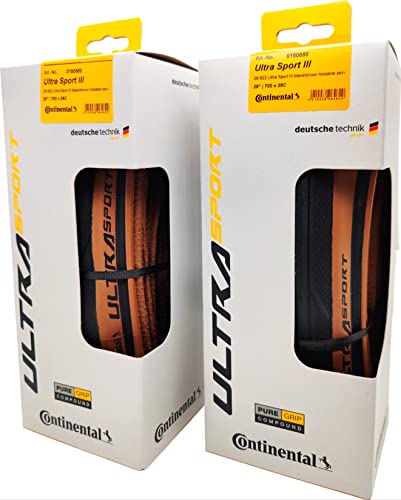 Continental Ultra Sport III 700x28 Black/Brown Folding PureGrip - Pair (2 Tires) - Image 1