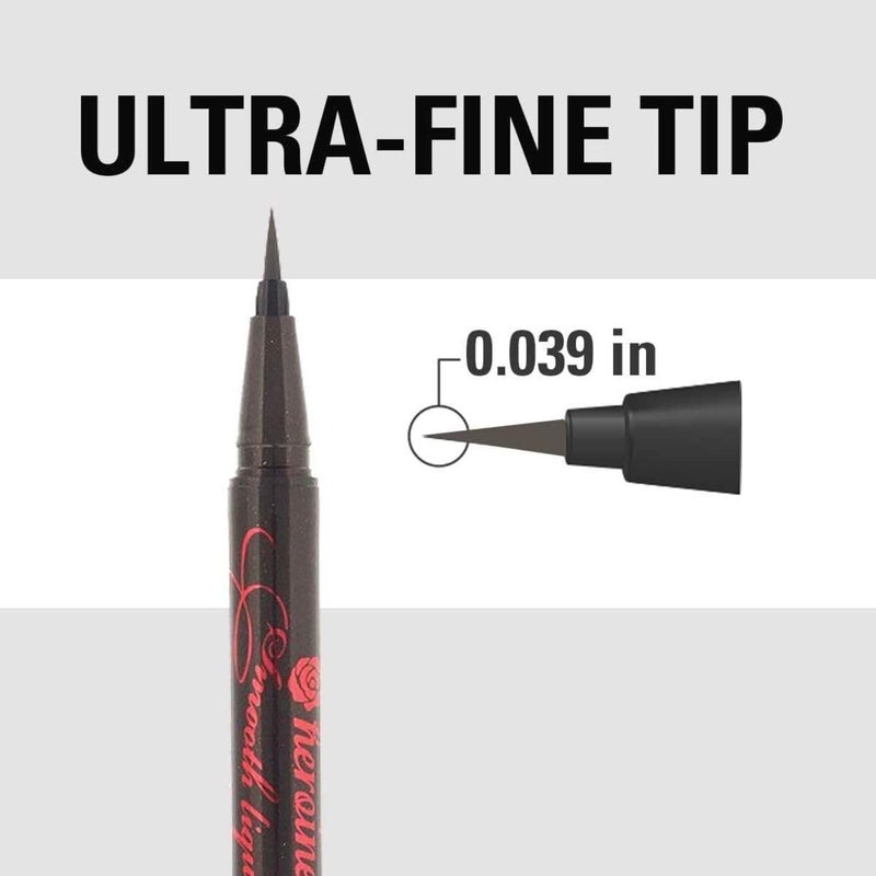 Heroine Make by KISSME Liquid Eyeliner Pen with Ultra-Fine 0.1mm Tip, Waterproof Eyeliner for Sensitive Skin, Cat Eye Liner for Long Lasting Wear, Made in Japan, Brown Black SMOOTH, 1 Count - Image 3