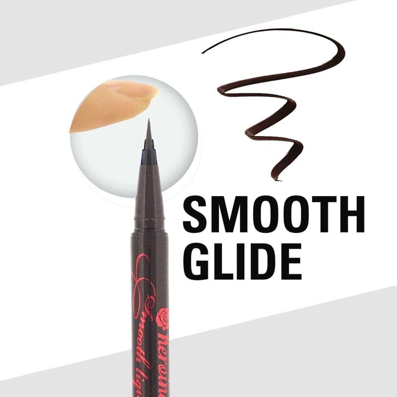 Heroine Make by KISSME Liquid Eyeliner Pen with Ultra-Fine 0.1mm Tip, Waterproof Eyeliner for Sensitive Skin, Cat Eye Liner for Long Lasting Wear, Made in Japan, Brown Black SMOOTH, 1 Count - Image 4